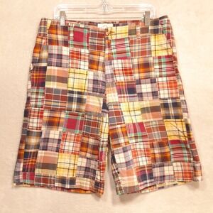 Andrew Fezza Mens Madras Plaid Shorts Sz.36x10/Multicolor/Quilted Pattern
